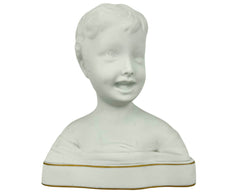 Vintage Tharaud Limoges Parian Bust Laughing Boy Bisque Porcelain - Poppy's Vintage Clothing