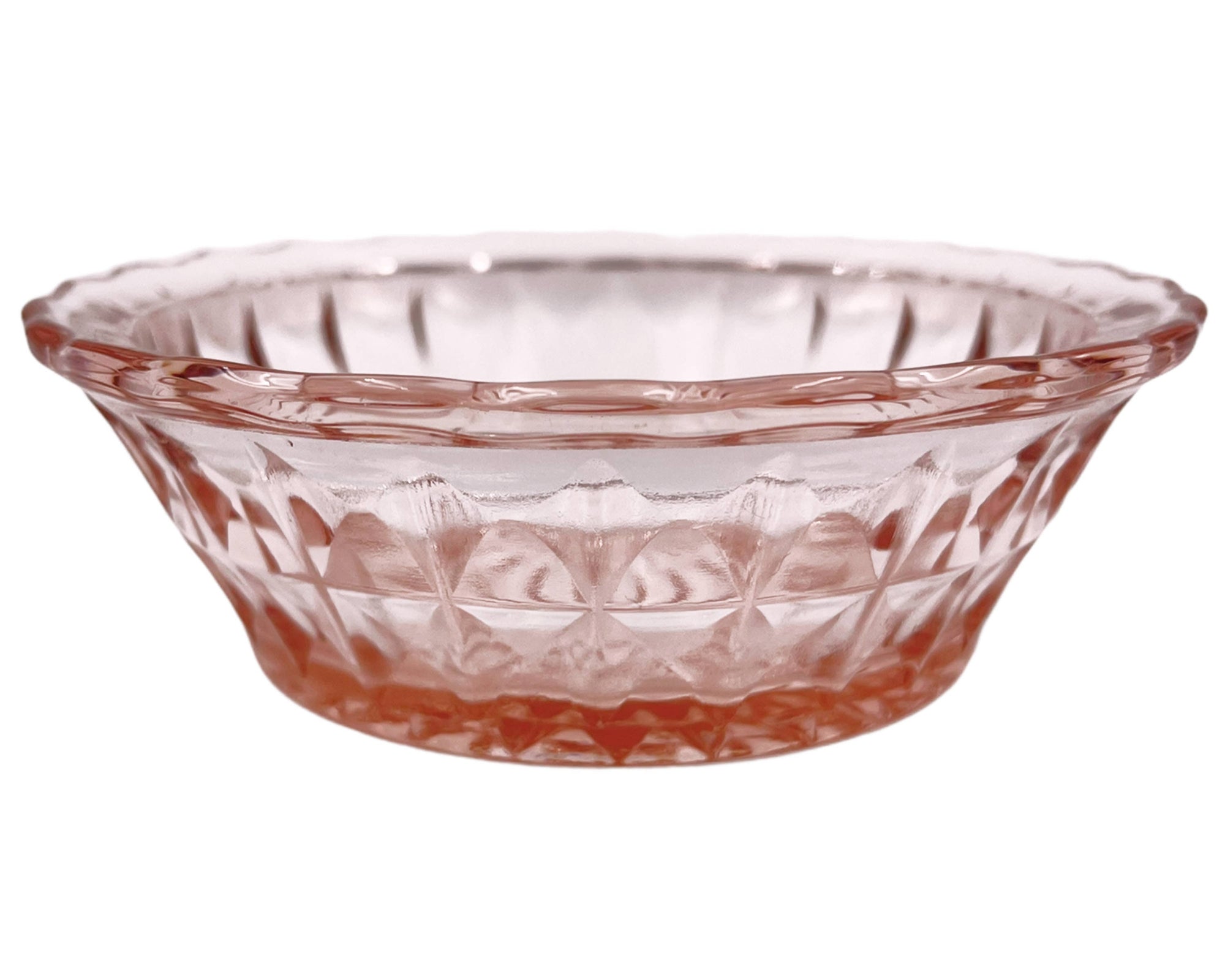 Jeannette Windsor Diamond Depression Glass Pink Berry Bowl 4.75 - Poppy's Vintage Clothing