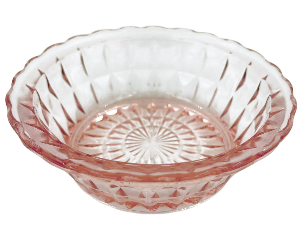 Jeannette Windsor Diamond Depression Glass Pink Berry Bowl 4.75 - Poppy's Vintage Clothing