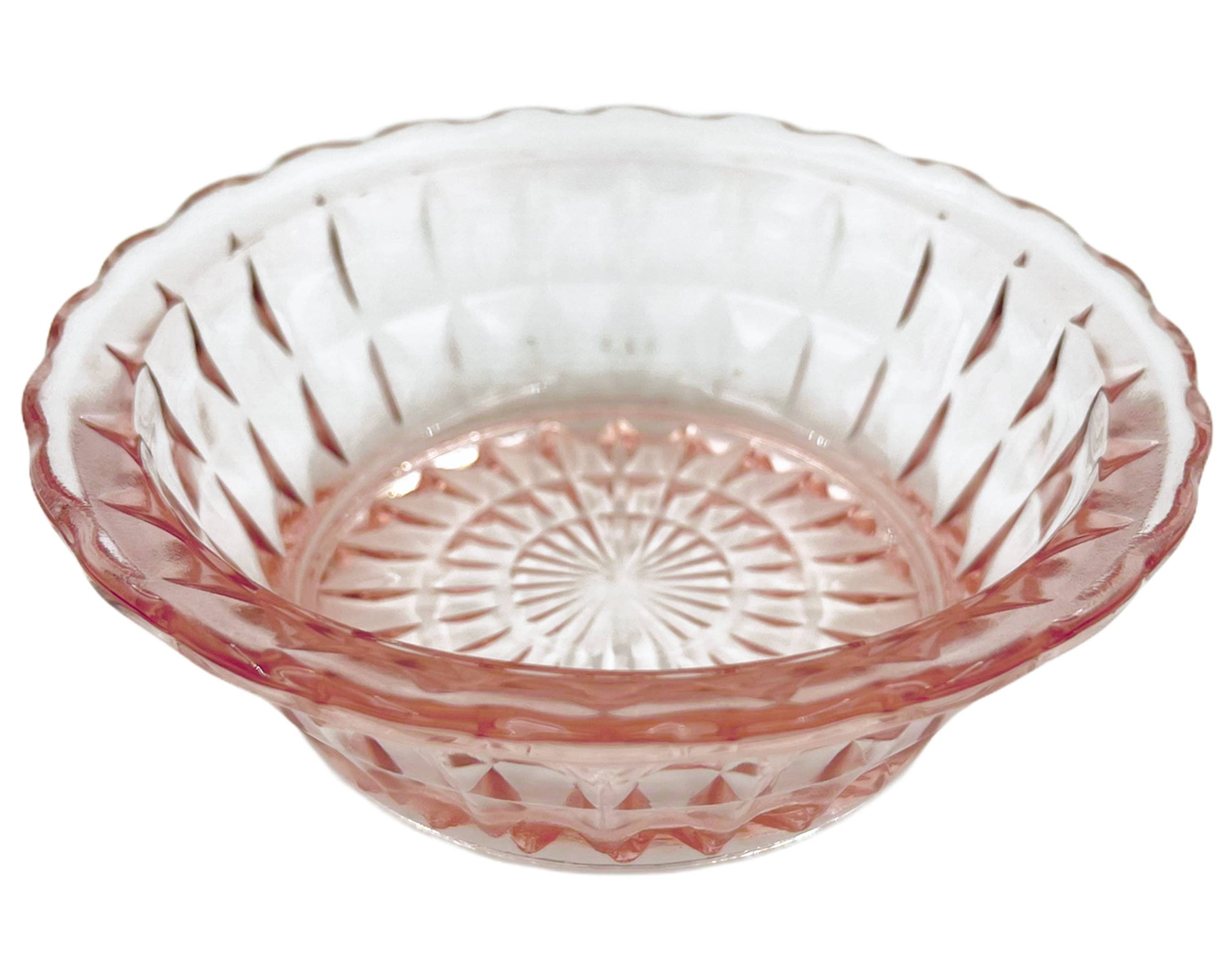 Jeannette Windsor Diamond Depression Glass Pink Berry Bowl 4.75 - Poppy's Vintage Clothing