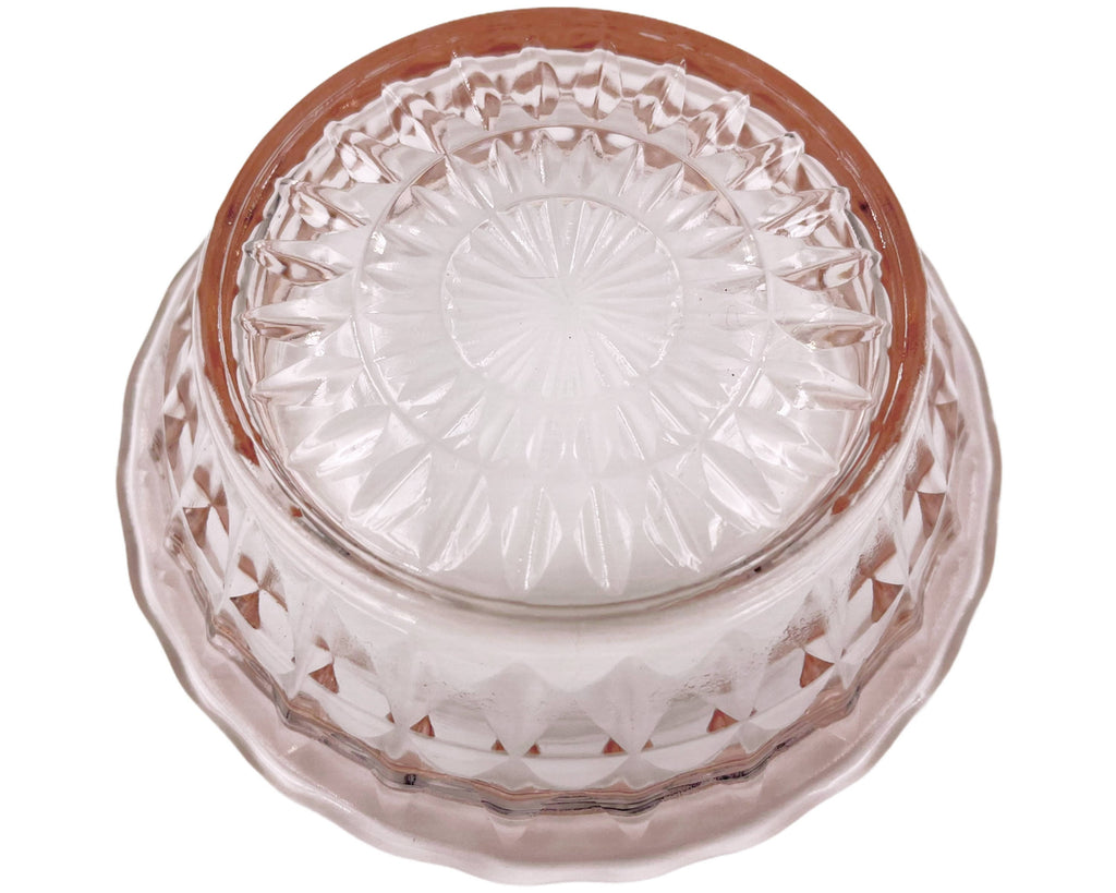 Jeannette Windsor Diamond Depression Glass Pink Berry Bowl 4.75 - Poppy's Vintage Clothing