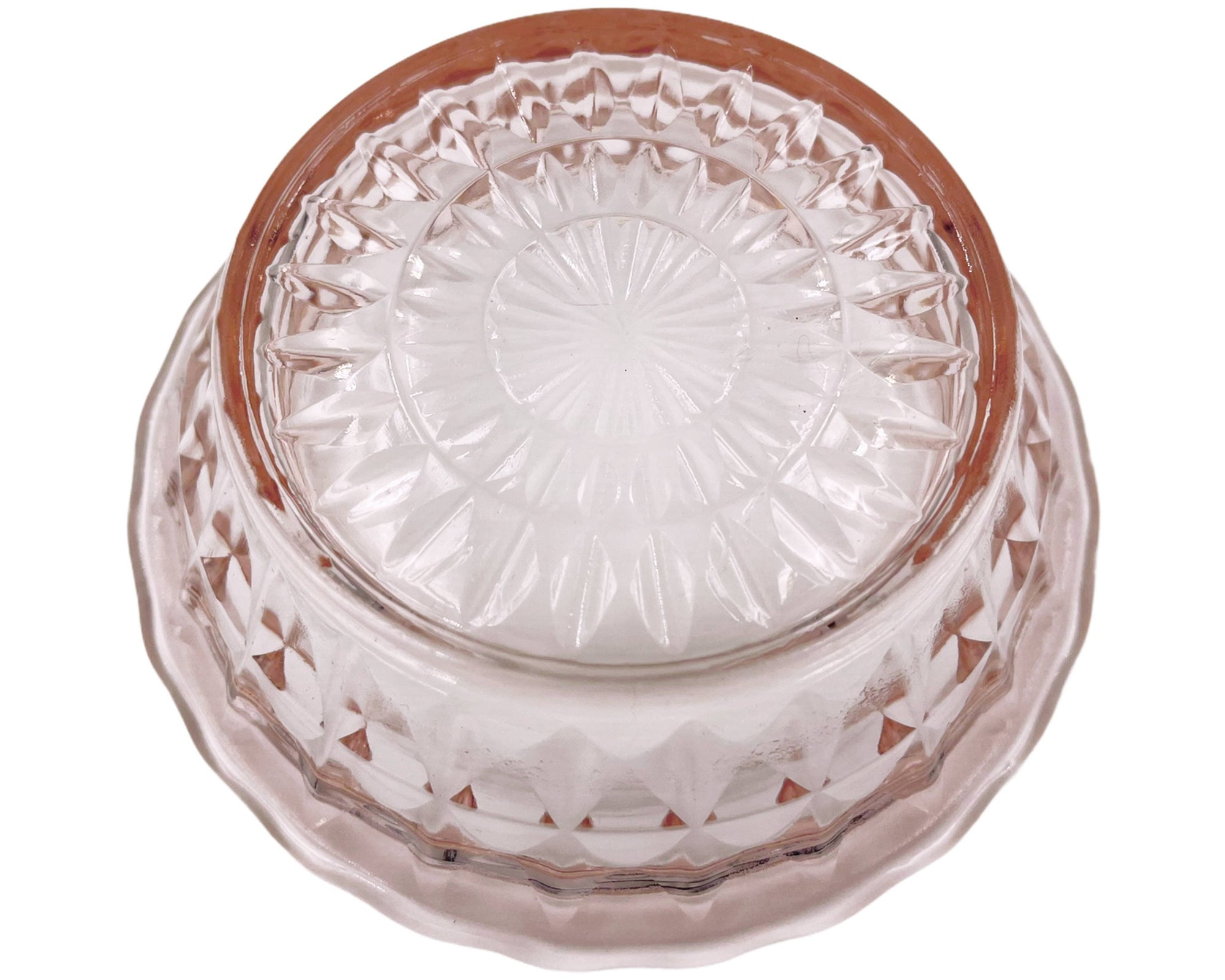 Jeannette Windsor Diamond Depression Glass Pink Berry Bowl 4.75 - Poppy's Vintage Clothing