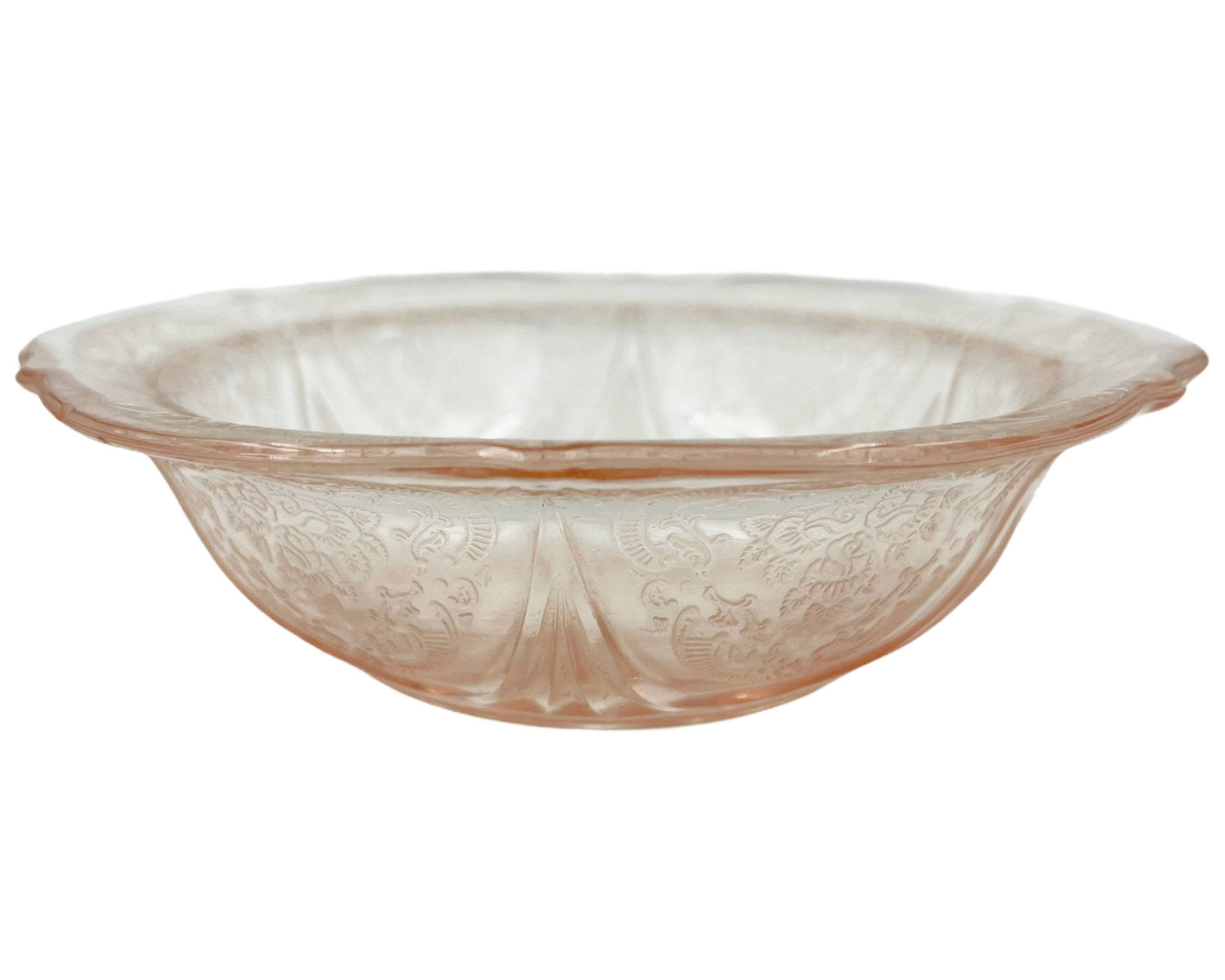 Hazel Atlas Royal Lace Pink Depression Glass Berry Bowl 5 - Poppy's Vintage Clothing