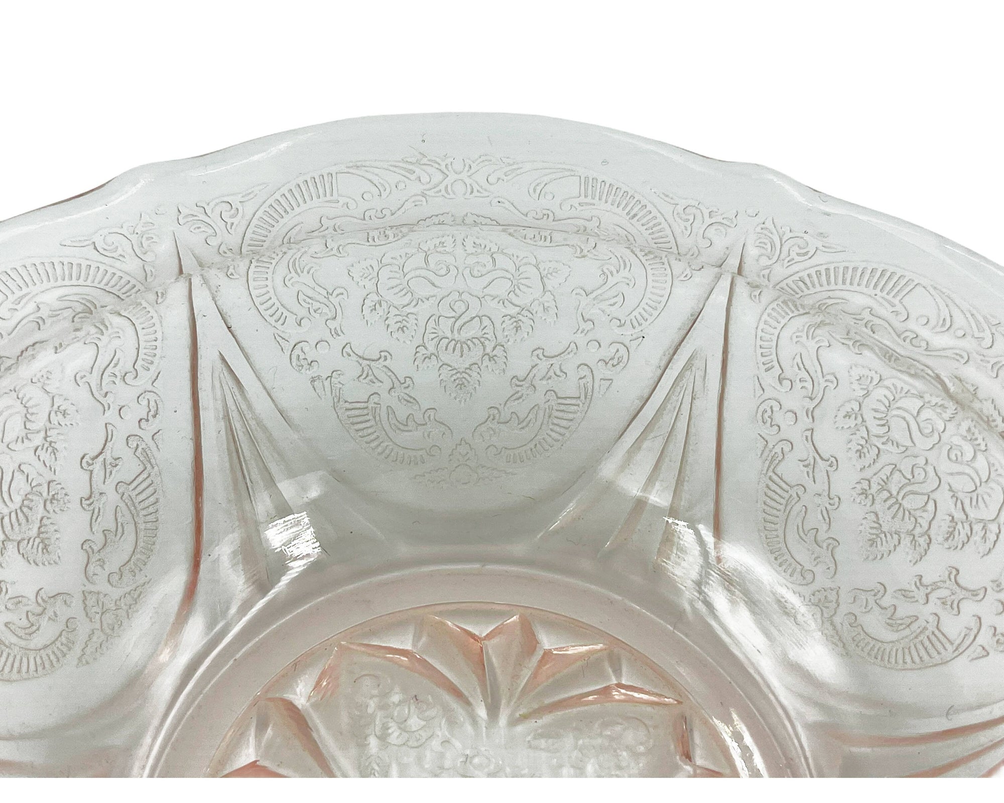 Hazel Atlas Royal Lace Pink Depression Glass Berry Bowl 5 - Poppy's Vintage Clothing