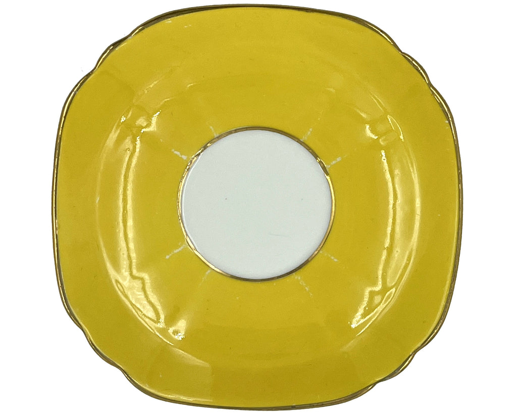 Art Deco Royal Stafford English Bone China Tea Cup & Saucer w Flower Handle - Poppy's Vintage Clothing