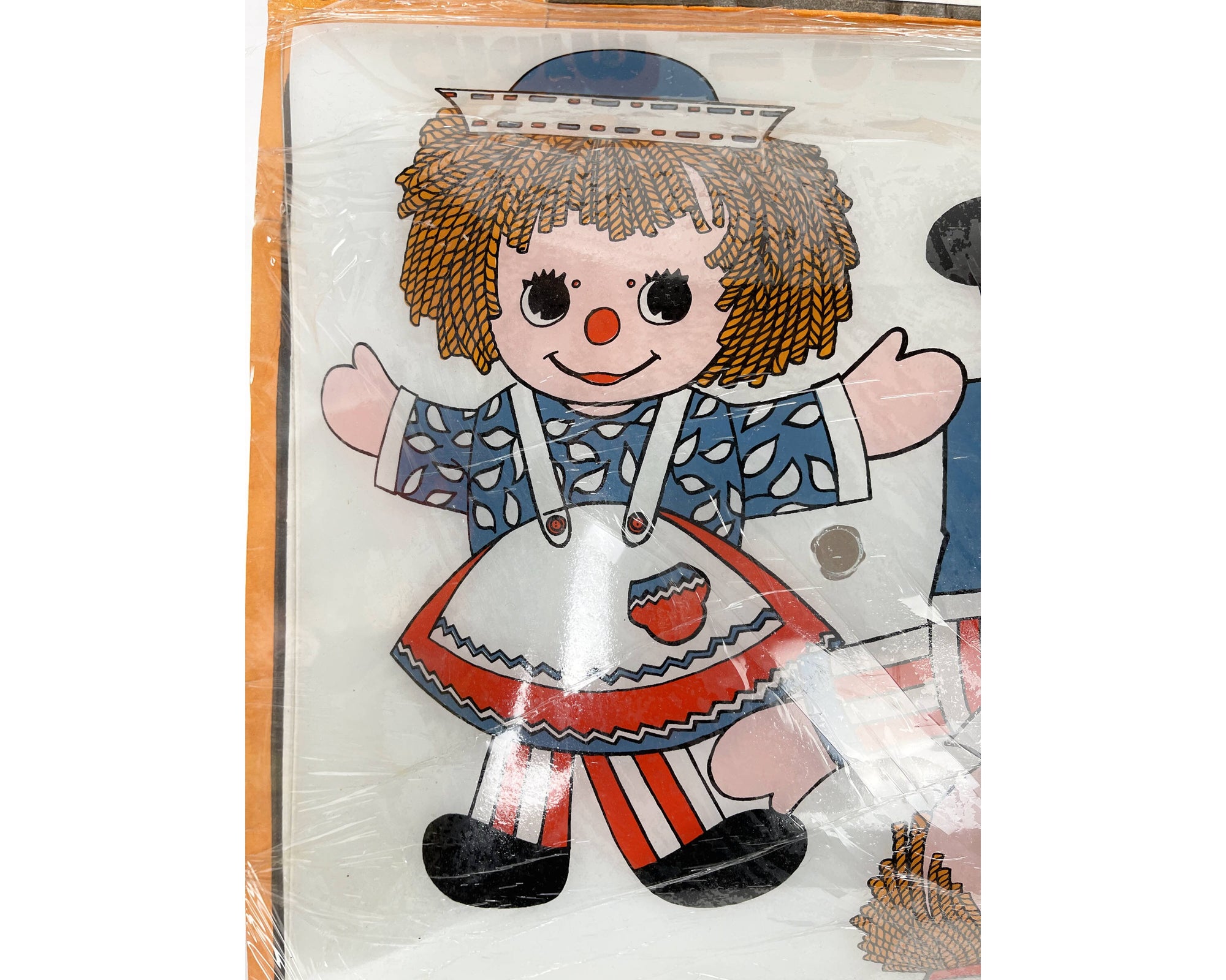 Vintage NIP Raggedy Ann and Andy Glass Ceiling Fixture Light Shade 13.5 Inches - Poppy's Vintage Clothing