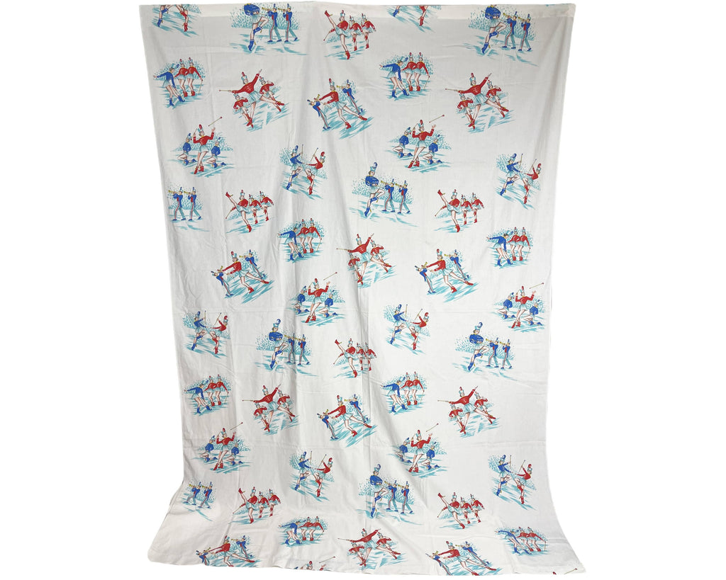 Vintage 1950s Majorette Bedsheets Printed Cotton Sheets Twin Beds 64 x 92 - Poppy's Vintage Clothing