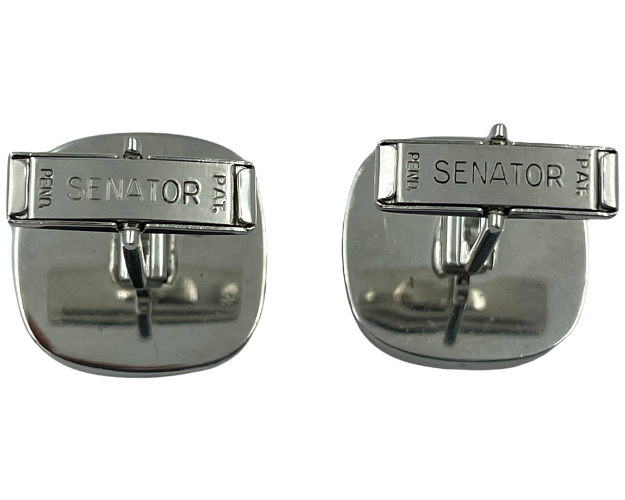 Vintage Sherman Senator Sodalite Cufflinks Silver Toned w Tie Tack - Poppy's Vintage Clothing