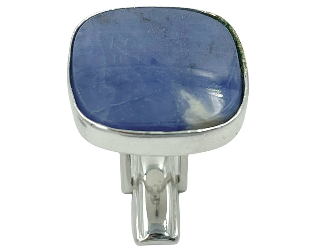 Vintage Sherman Senator Sodalite Cufflinks Silver Toned w Tie Tack - Poppy's Vintage Clothing