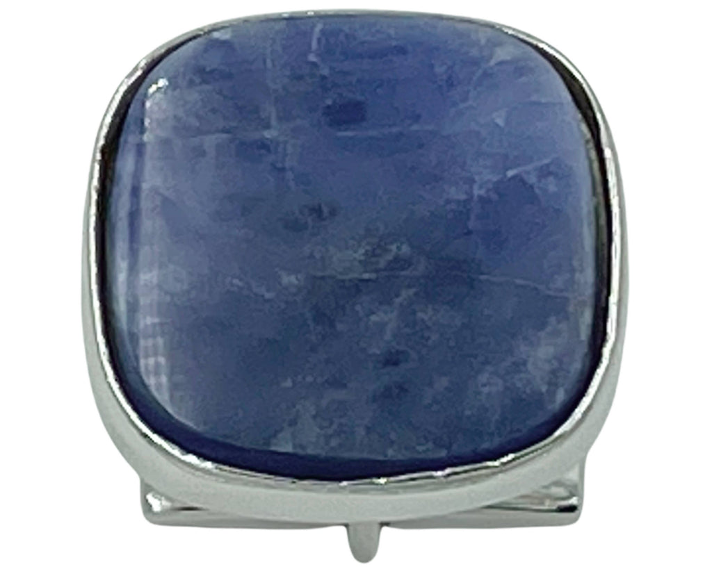 Vintage Sherman Senator Sodalite Cufflinks Silver Toned w Tie Tack - Poppy's Vintage Clothing