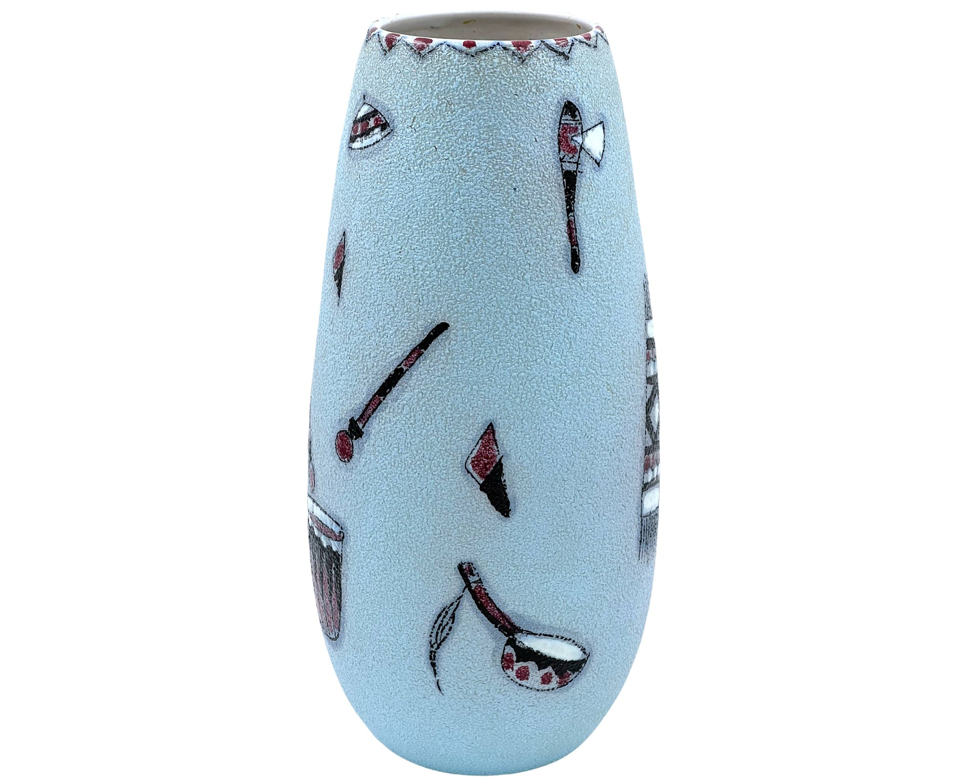 Vintage Italian Pottery Vase Native American Indian Motifs 11.75 - Poppy's Vintage Clothing