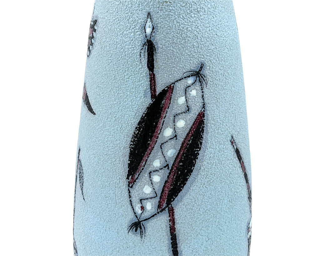 Vintage Italian Pottery Vase Native American Indian Motifs 11.75 - Poppy's Vintage Clothing