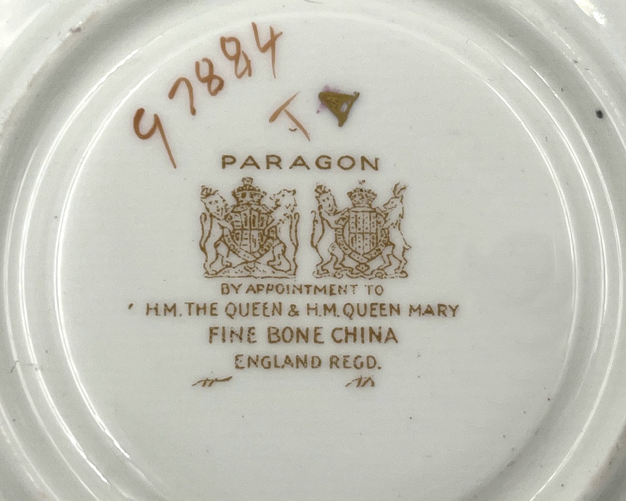 Vintage 1940s Paragon Bone China Cup & Saucer Cobalt Floral Bouquet 7884 - Poppy's Vintage Clothing