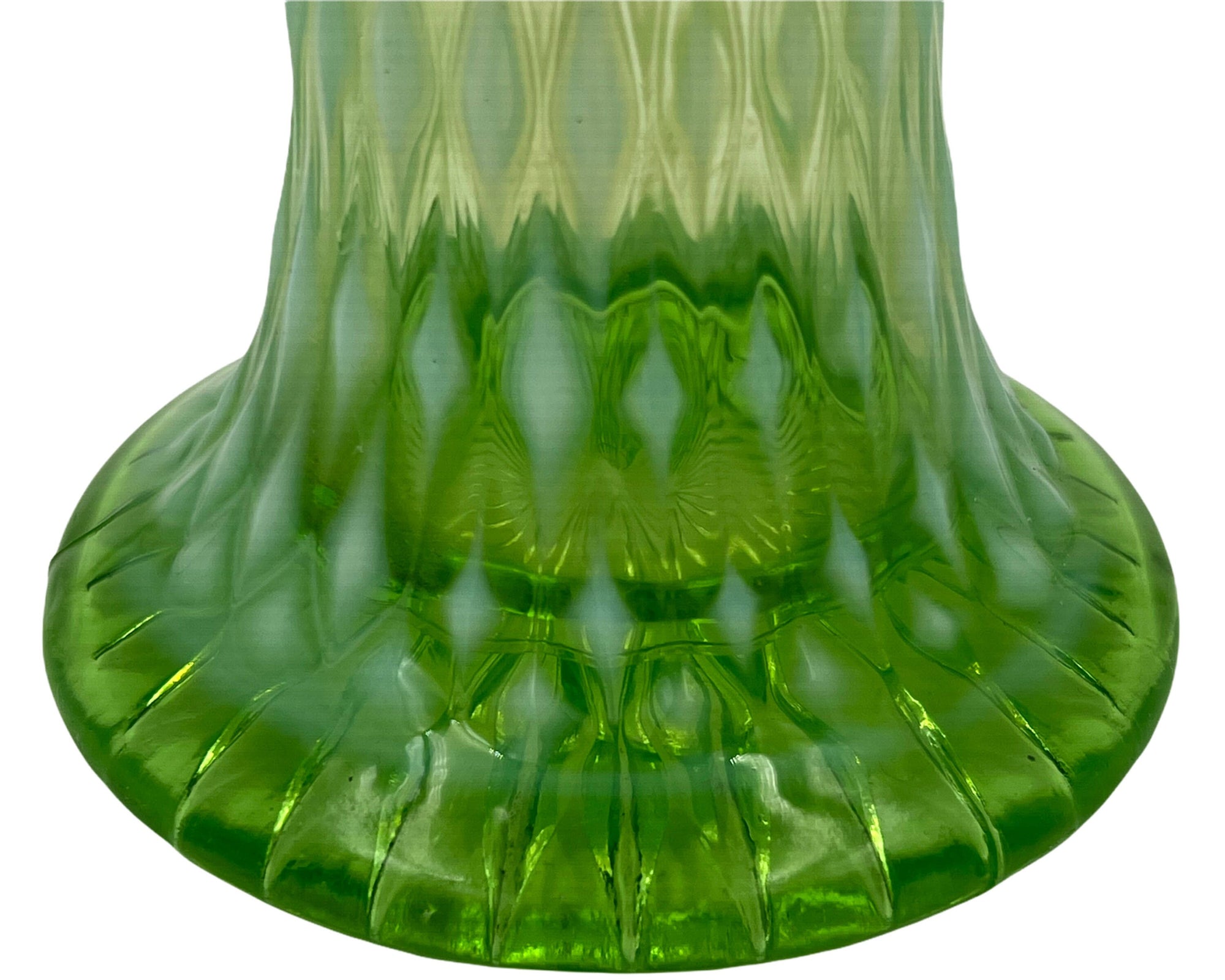 Antique Northwood Diamond Point Opalescent Glass Swung Vase 11 - Poppy's Vintage Clothing