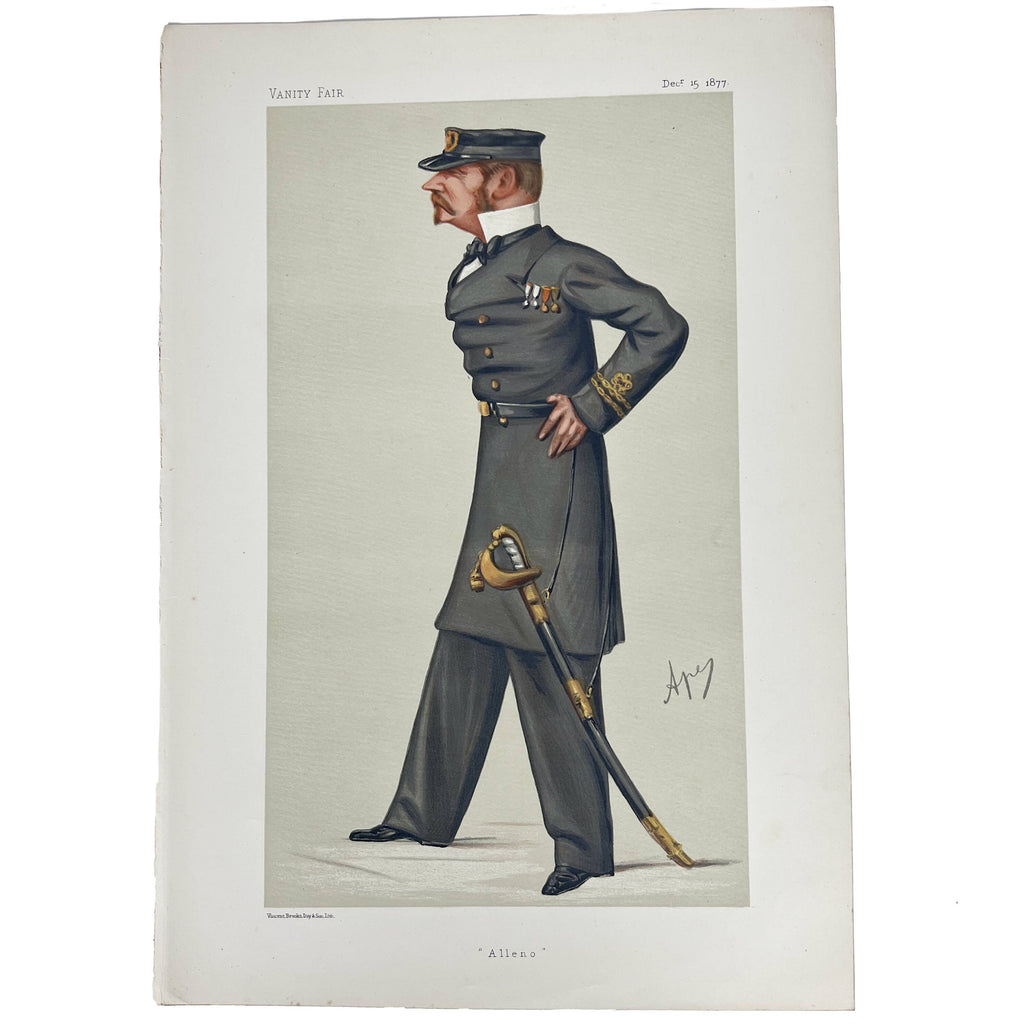 Antique Vanity Fair Chromolitho Print Major Sir Allen Young British Navy 1877 Allen-o - Poppy's Vintage Clothing