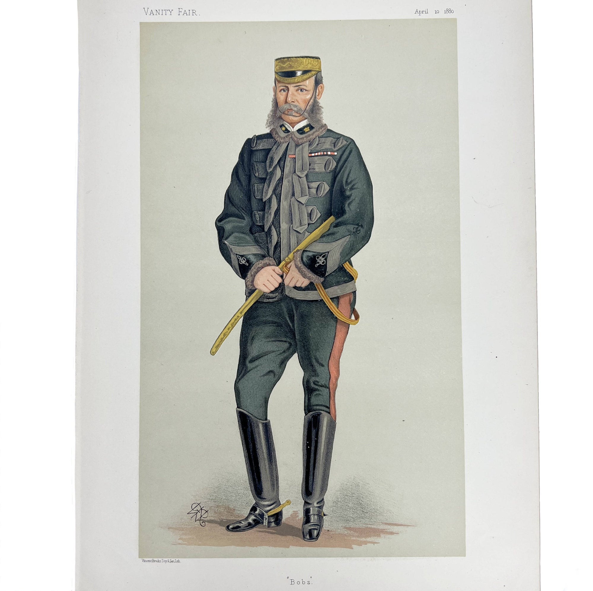 Antique Vanity Fair Chromolitho Print General Lord Roberts 1880 Bobs - Poppy's Vintage Clothing
