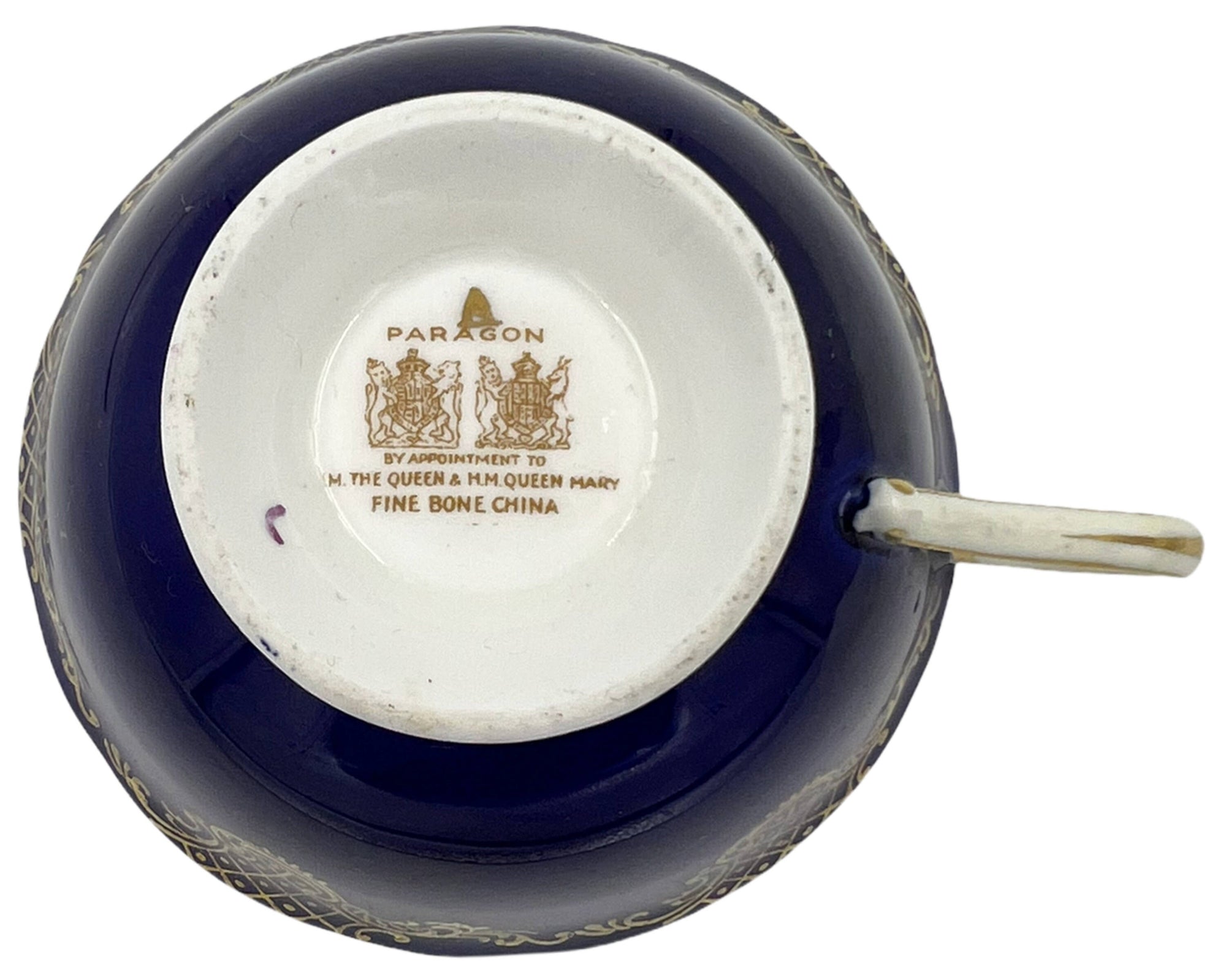 Vintage 1940s Paragon Bone China Cup & Saucer Cobalt Floral Bouquet 7884 - Poppy's Vintage Clothing