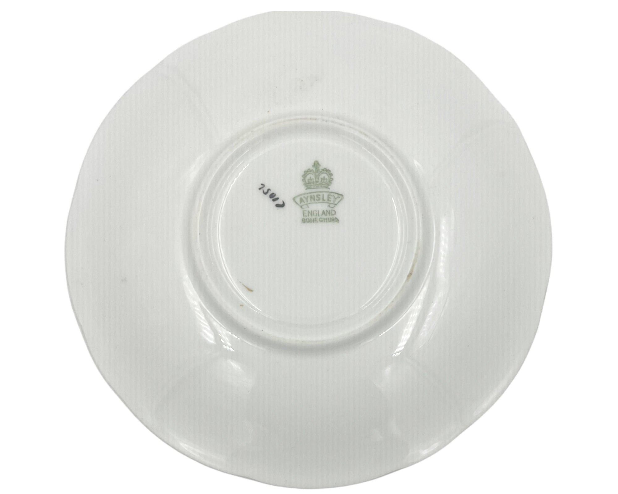 Vintage 1930s Aynsley Bone China Tea Cup & Saucer Rose Interior Magenta Gold C1056 - Poppy's Vintage Clothing