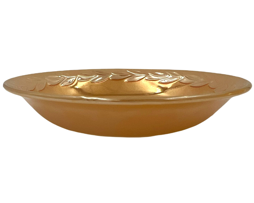Vintage Fire King Peach Lustre Glass Laurel Soup Plate Bowls Pair 7 5/8 - Poppy's Vintage Clothing