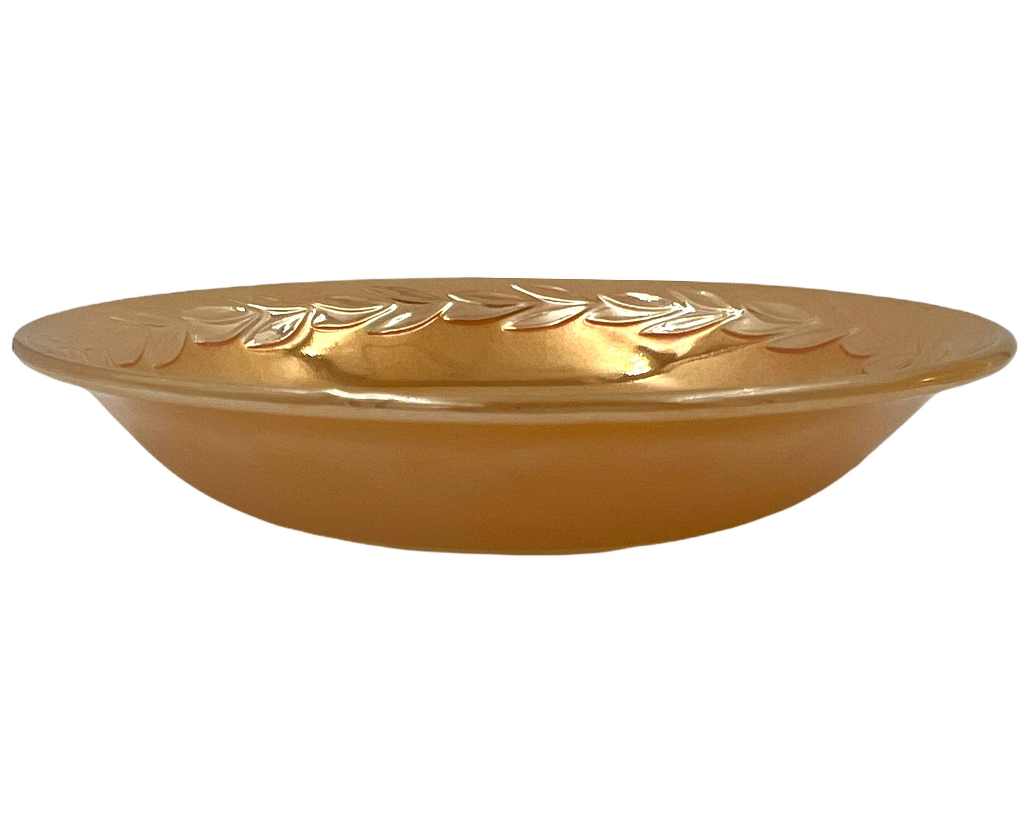 Vintage Fire King Peach Lustre Glass Laurel Soup Plate Bowls Pair 7 5/8 - Poppy's Vintage Clothing
