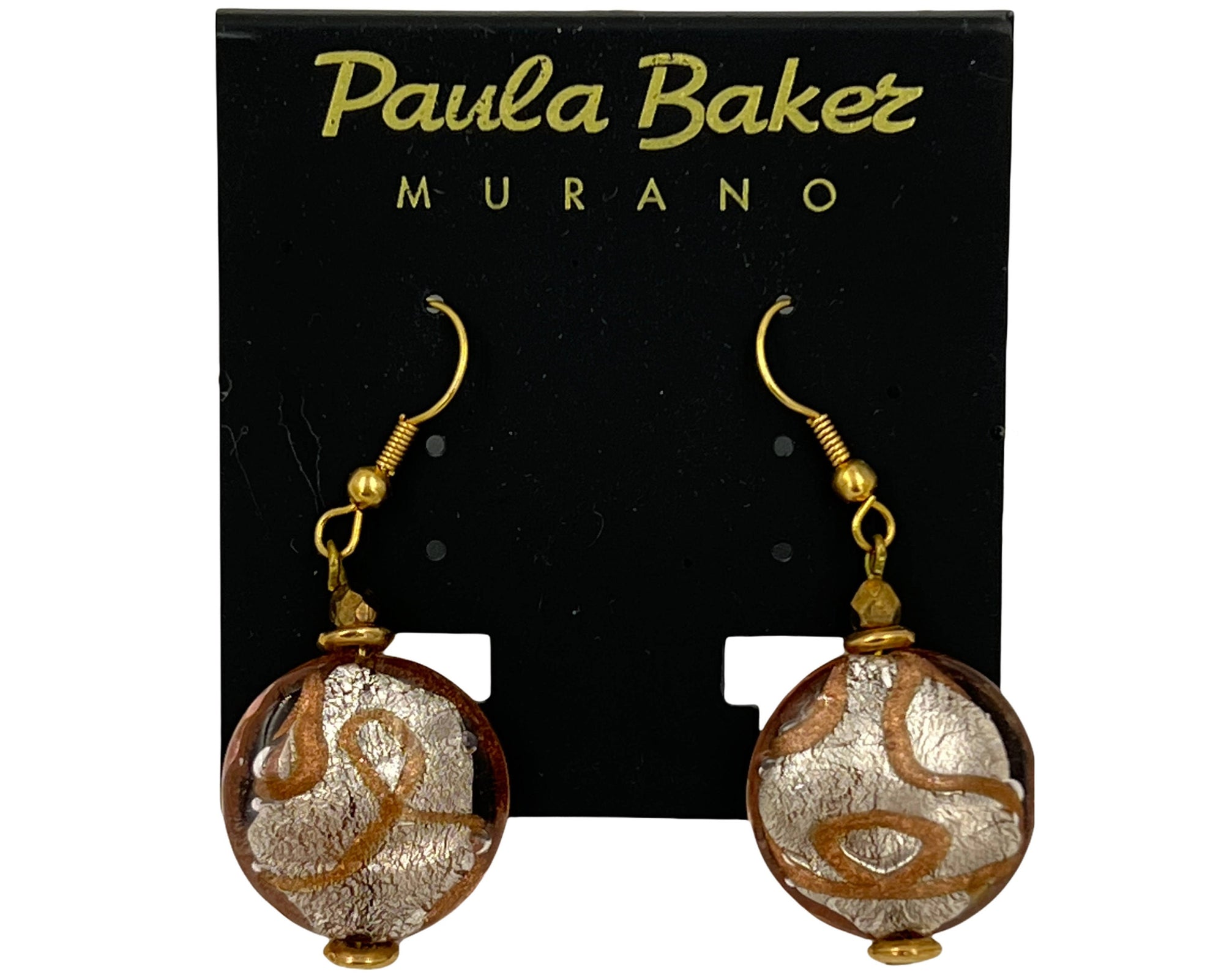 Vintage NOS Paula Baker Murano Earrings Pierced Ears Drops - Poppy's Vintage Clothing