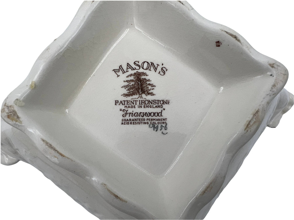Vintage Masons Ironstone Friarswood Square Covered Vegetable Server Bowl - Poppy's Vintage Clothing