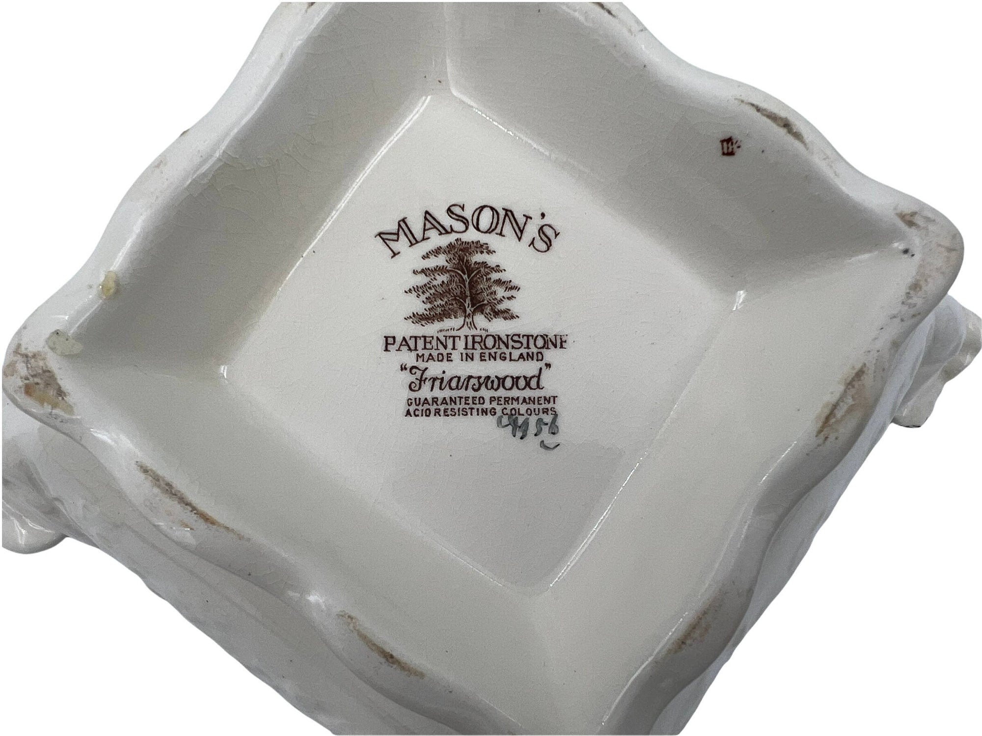 Vintage Masons Ironstone Friarswood Square Covered Vegetable Server Bowl - Poppy's Vintage Clothing