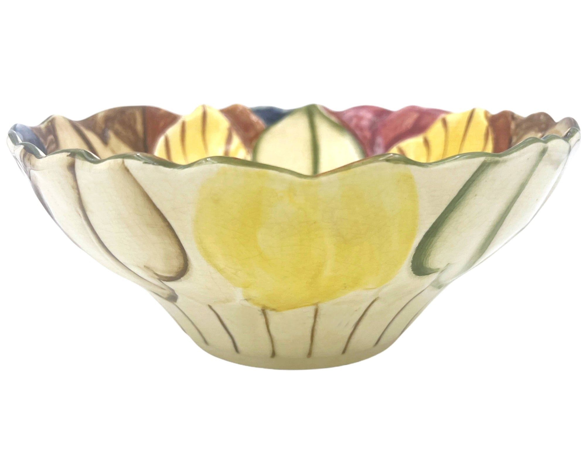 Vintage 1930s Flower Form Pottery Fruit Bowl HJ Wood Burslem - Poppy's Vintage Clothing