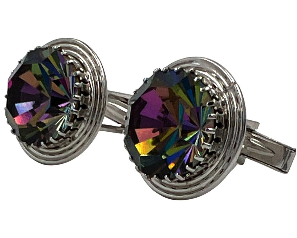 Vintage 1960s Rivoli Watermelon Rhinestone Cufflinks Set NOS - Poppy's Vintage Clothing