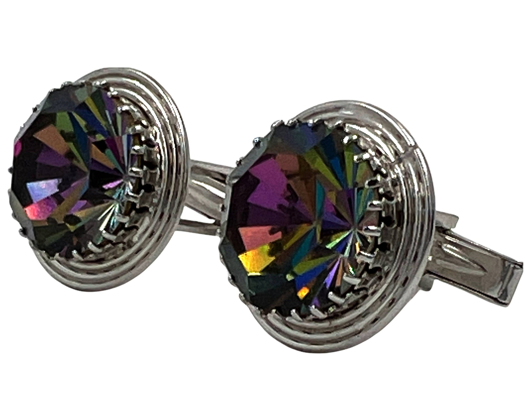 Vintage 1960s Rivoli Watermelon Rhinestone Cufflinks Set NOS - Poppy's Vintage Clothing