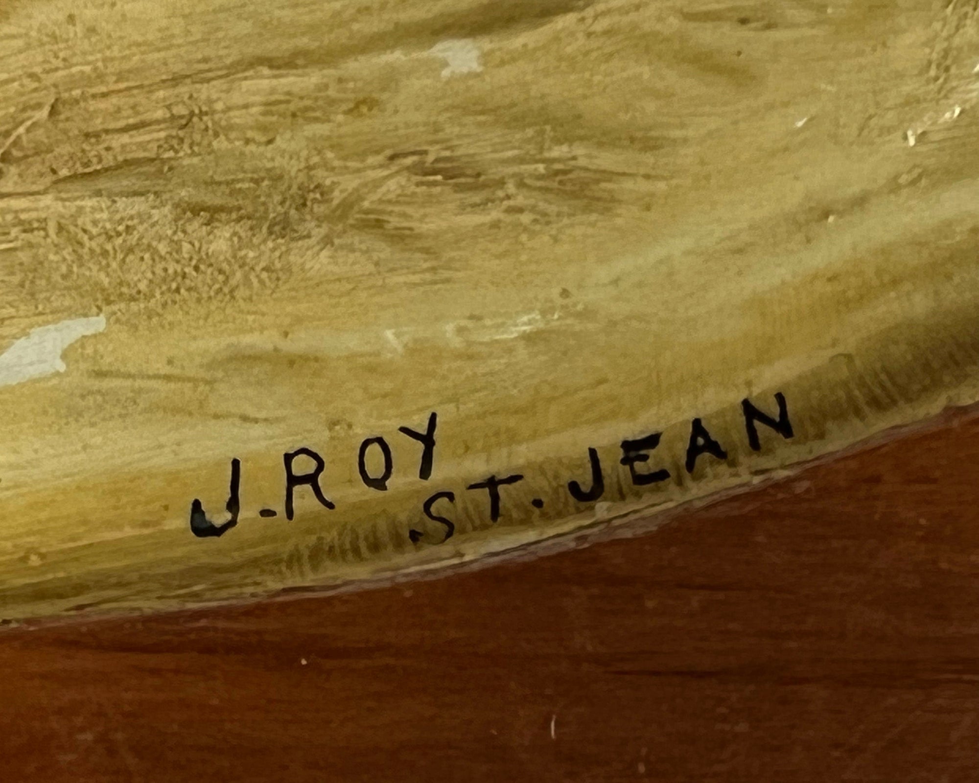 Vintage Hand Painted Carved Wood Wall Plaque J Roy St Jean Quebec Carving 21" + - Poppy's Vintage Clothing