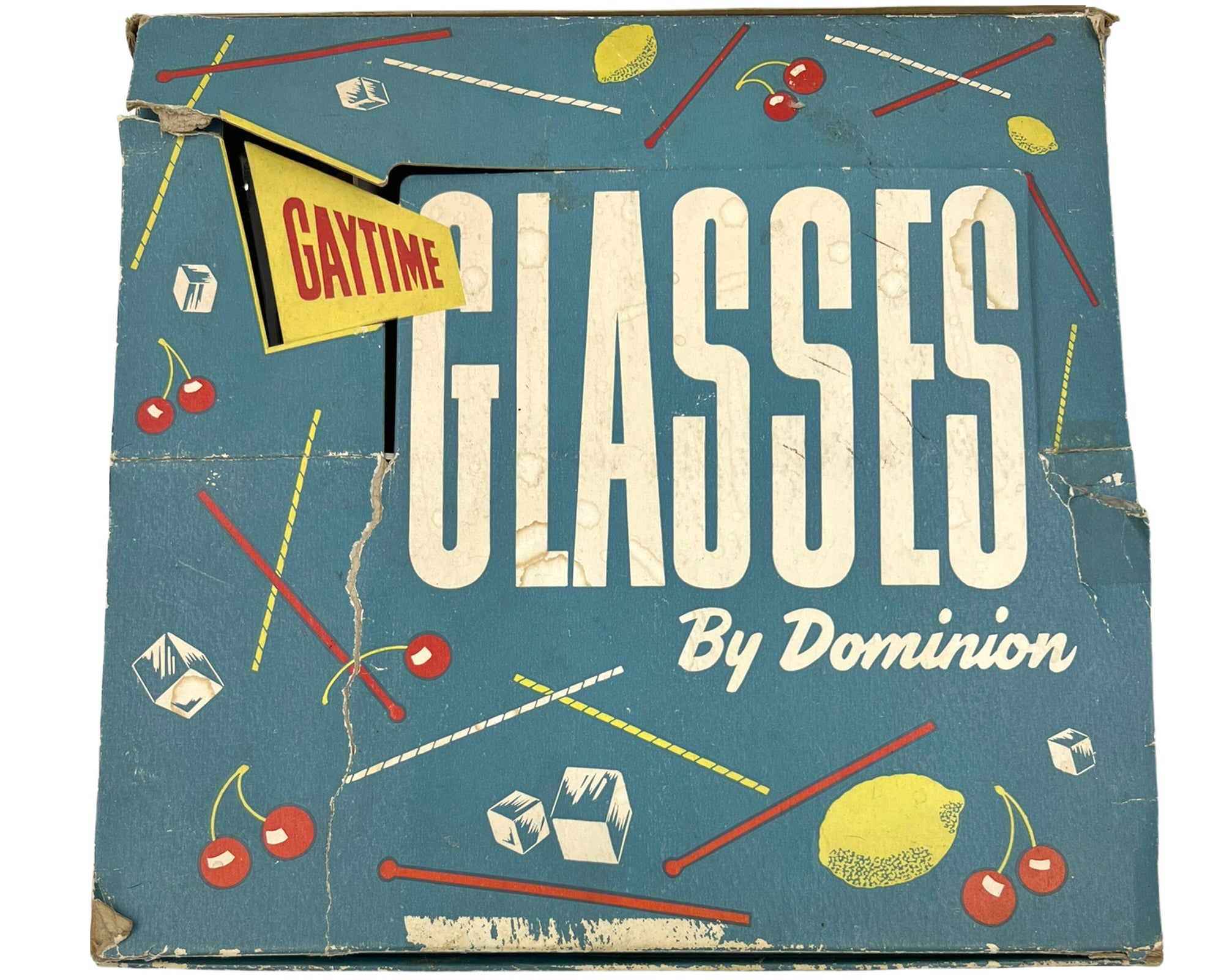 Vintage 1950s Circus Tumbler Set of 8 in Box Gaytime Glasses Dominion Glass Canada - Poppy's Vintage Clothing
