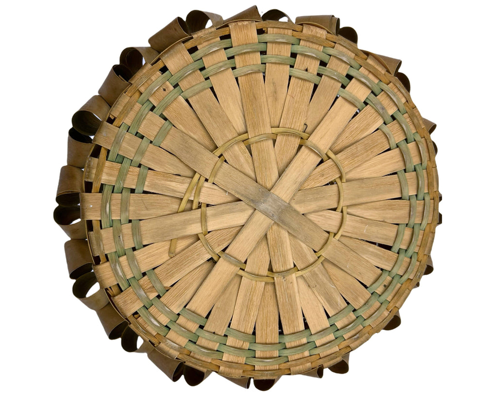 Vintage Native American Indian Lidded Basket Curly Ash & Sweetgrass Woodland Tribe - Poppy's Vintage Clothing