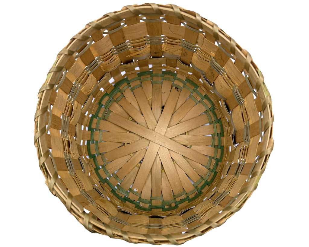 Vintage Native American Indian Lidded Basket Curly Ash & Sweetgrass Woodland Tribe - Poppy's Vintage Clothing