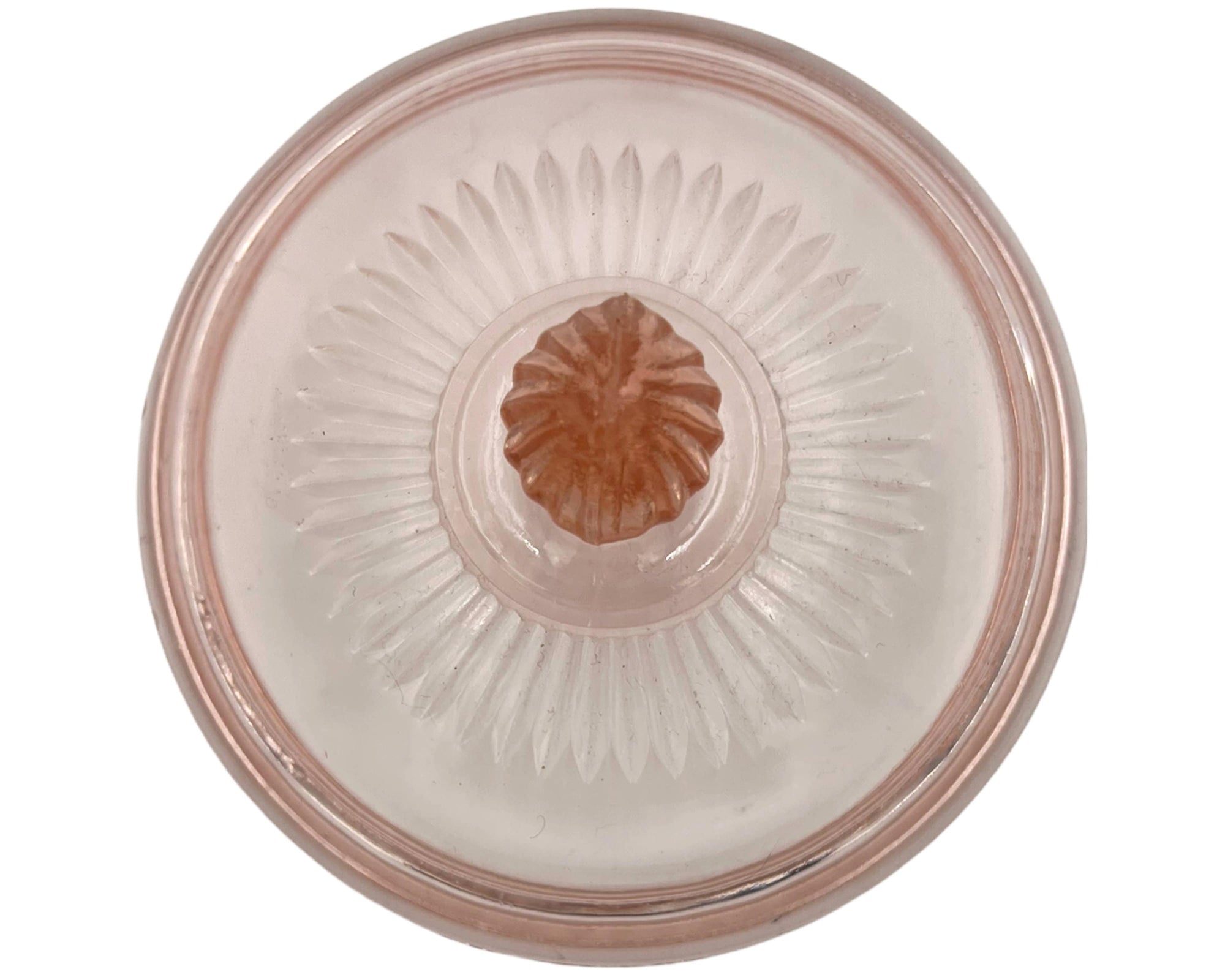 Hocking Old Colony Pink Depression Glass Candy Jar and Cover Open Lace Edge - Poppy's Vintage Clothing