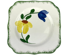 Vintage 1940s Blue Ridge Southern Potteries Square Plate Sun Bouquet Variant Hand Painted Flowers - Poppy's Vintage Clothing