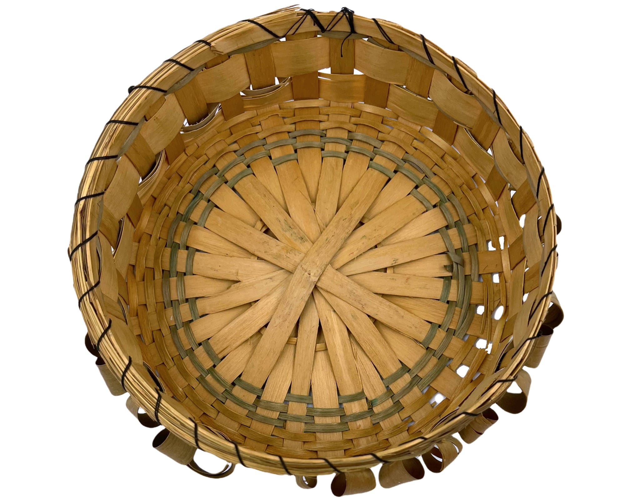 Vintage Native American Indian Lidded Basket Curly Ash & Sweetgrass Woodland Tribe - Poppy's Vintage Clothing