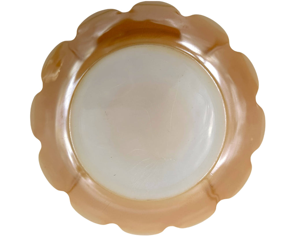 Vintage Fire King Peach Lustre Glass Party Dessert Set Lotus Form - Poppy's Vintage Clothing