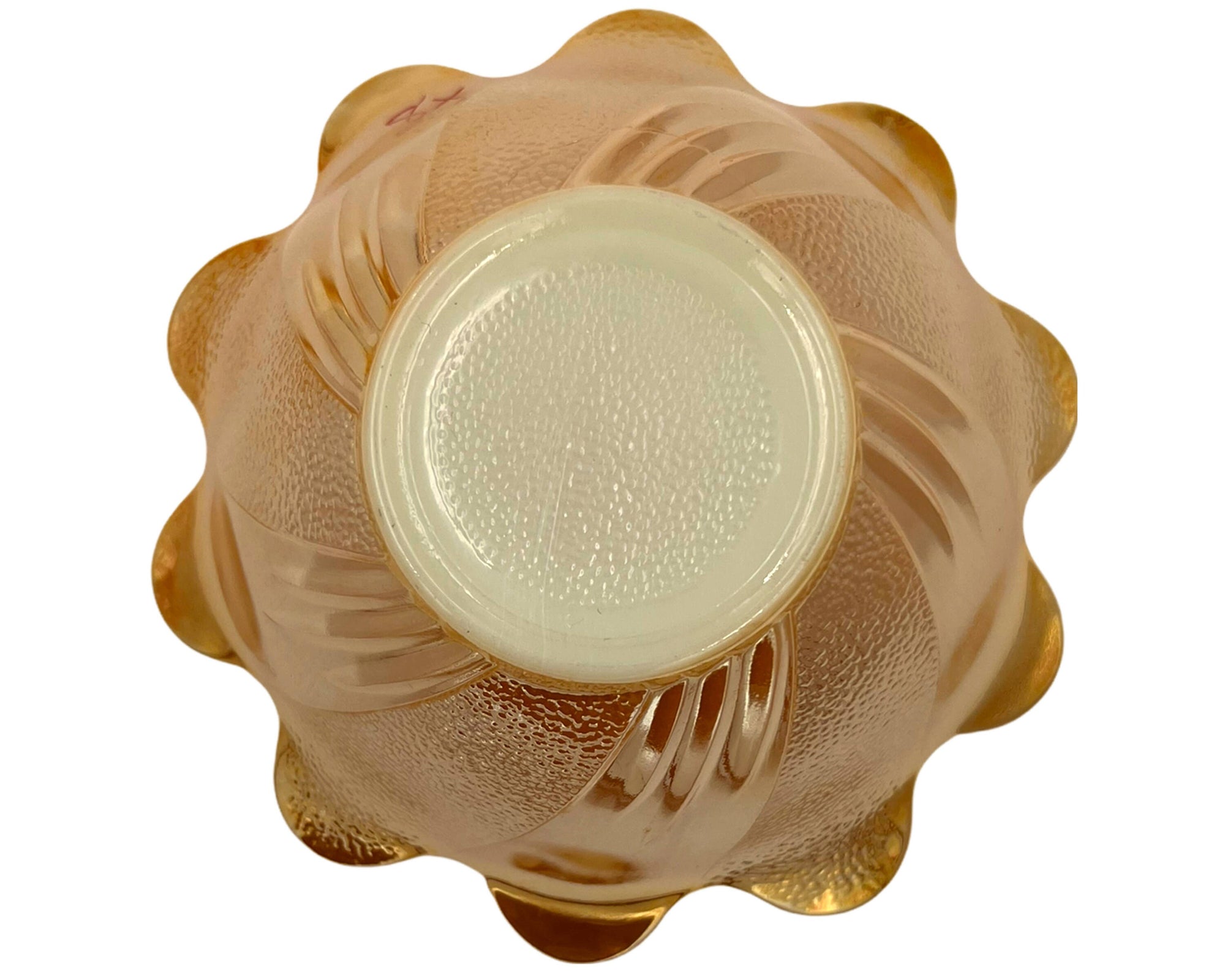 Vintage Fire King Peach Lustre Glass Party Dessert Set Lotus Form - Poppy's Vintage Clothing
