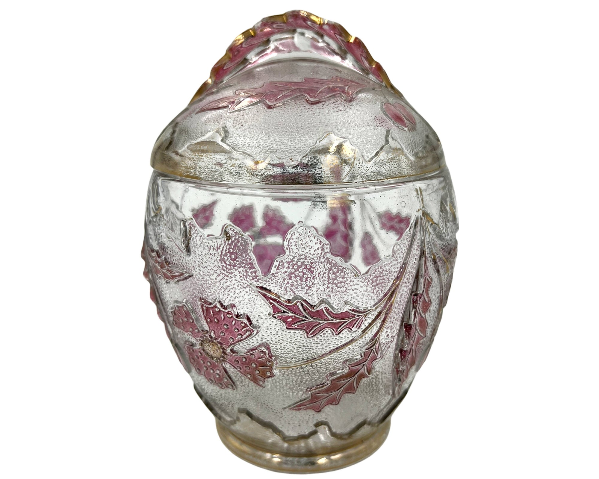 EAPG US Glass Delaware Creamer & Sugar Reverse Cranberry Rose Stained - Poppy's Vintage Clothing