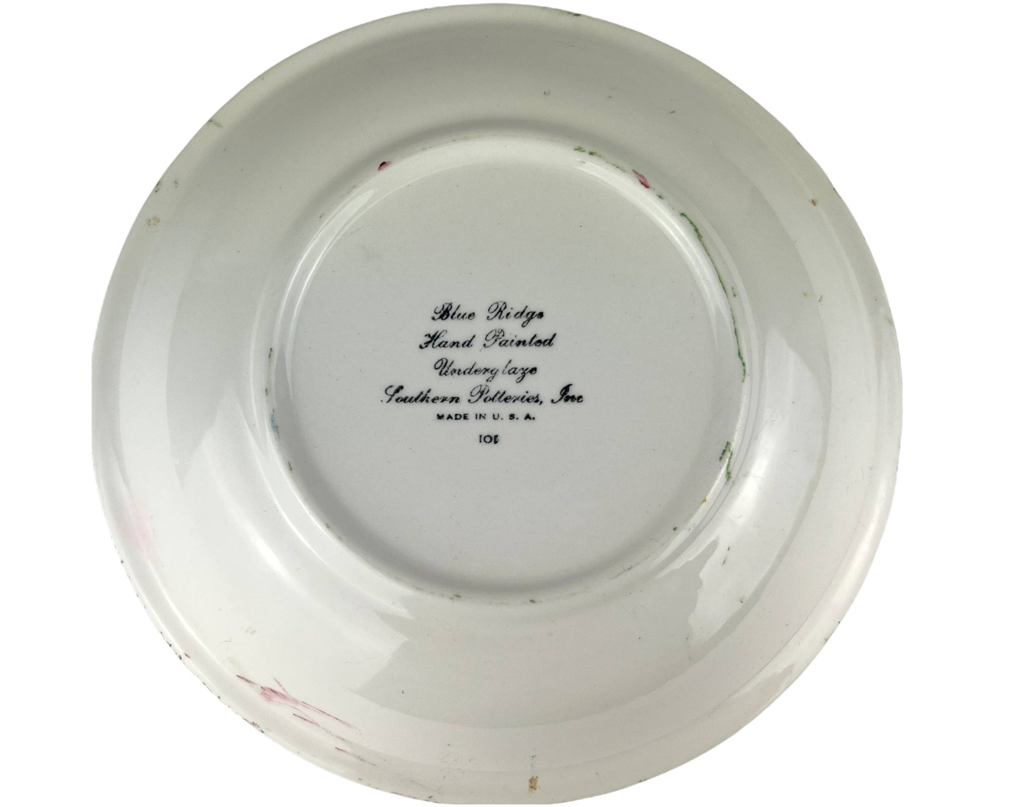 Vintage 1940s Blue Ridge Southern Potteries Salad Bowl Sun Bouquet Variant Hand Painted Flowers - Poppy's Vintage Clothing