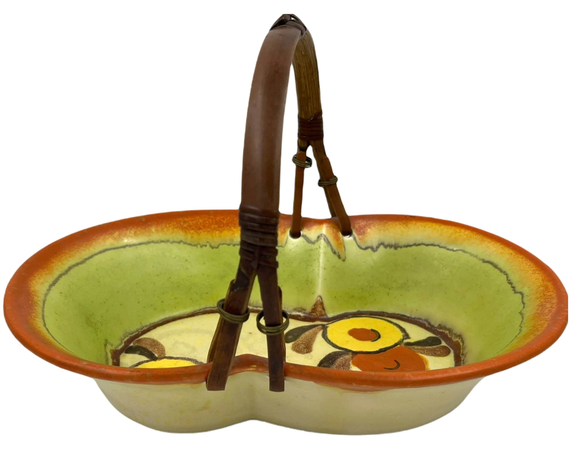 Art Deco 1930s Carstens Uffrecht Basket German Bauhaus Pottery - Poppy's Vintage Clothing