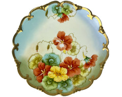 Antique Porcelain Plate Vienna Floral Hand Painted China PH Leonard - Poppy's Vintage Clothing