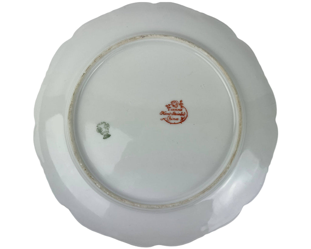 Antique Porcelain Plate Vienna Floral Hand Painted China PH Leonard - Poppy's Vintage Clothing