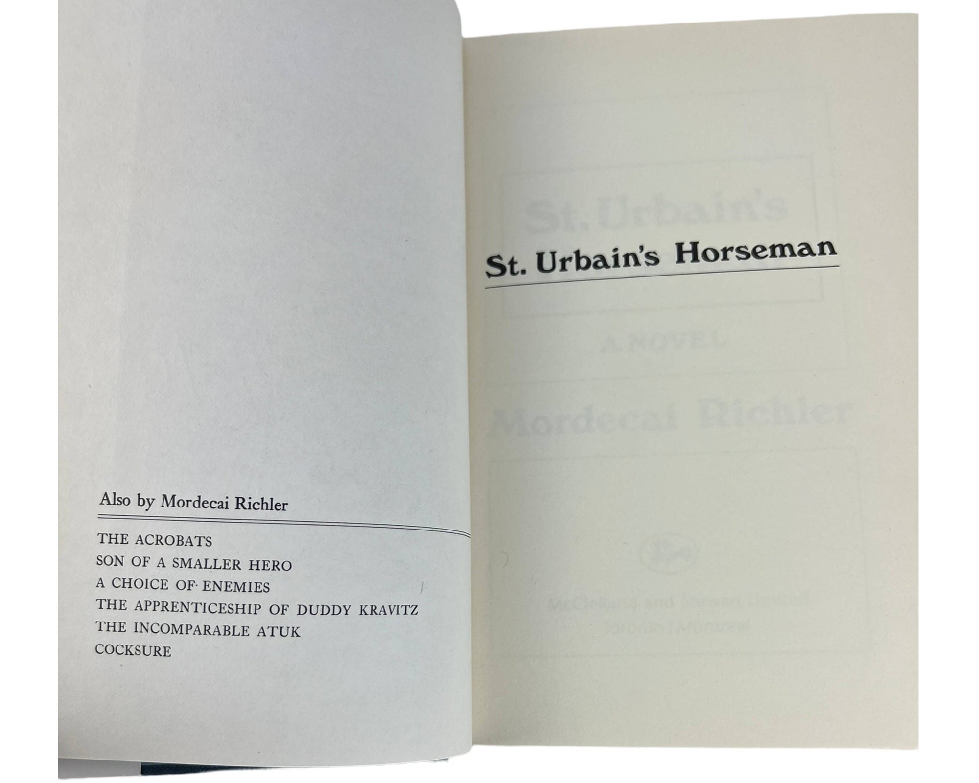 St Urbains Horseman Book Mordecai Richler Signed 1st Canadian Edition w Dust Jacket Fine - Poppy's Vintage Clothing