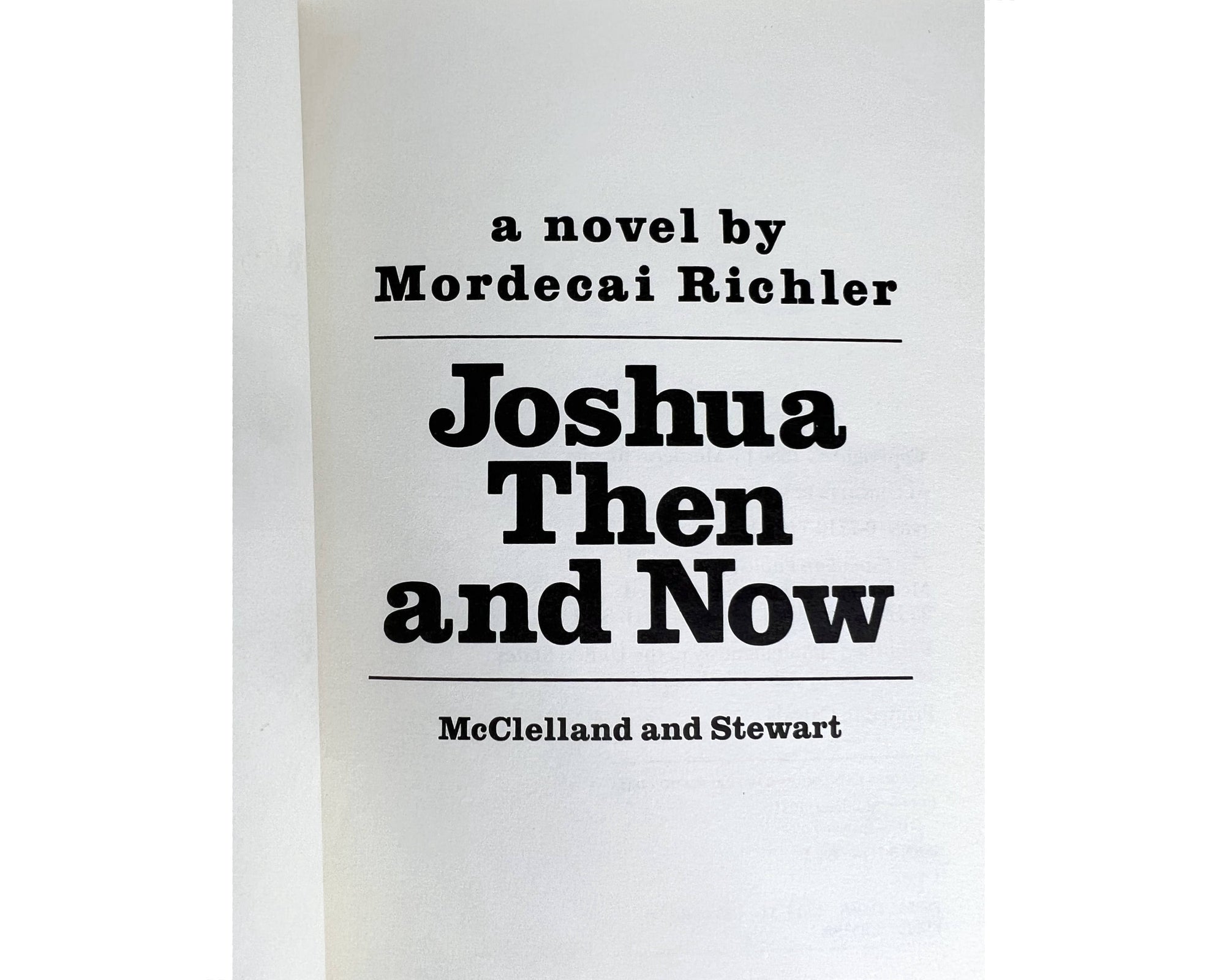 Joshua Then And Now Book Mordecai Richler Signed 1st Edition w Dust Jacket Fine - Poppy's Vintage Clothing