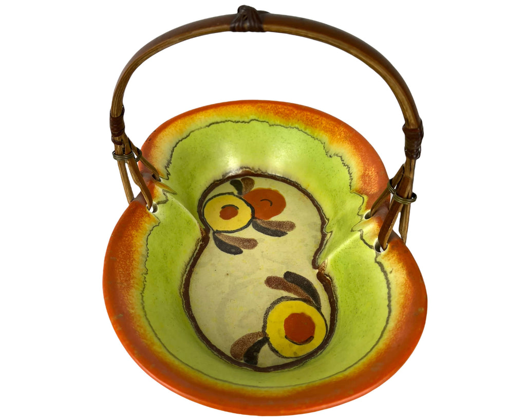 Art Deco 1930s Carstens Uffrecht Basket German Bauhaus Pottery - Poppy's Vintage Clothing