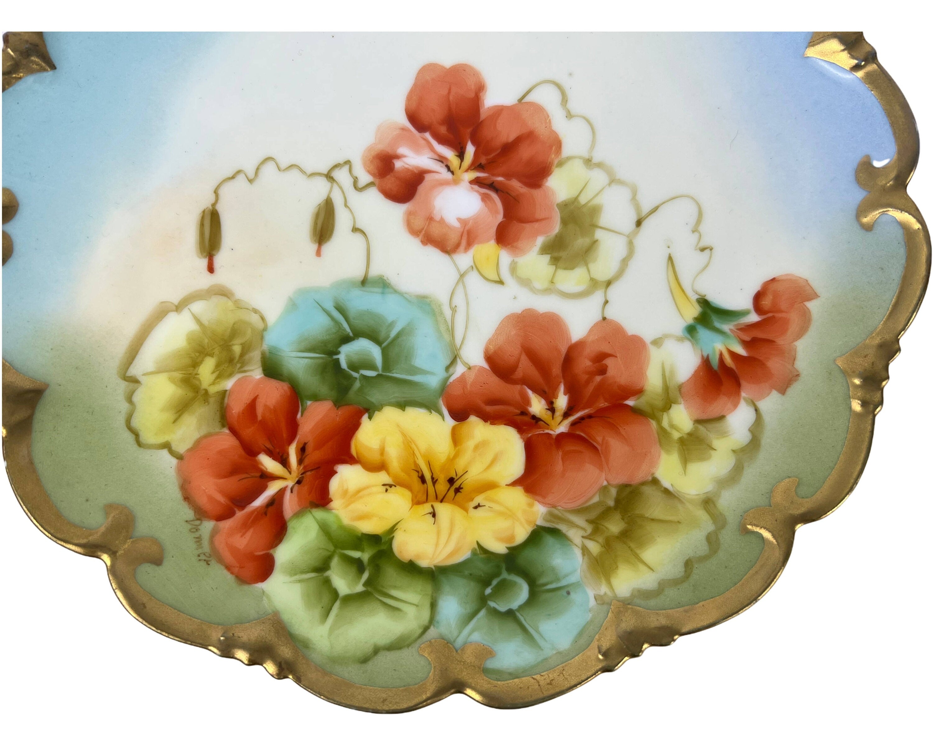 Antique Porcelain Plate Vienna Floral Hand Painted China PH