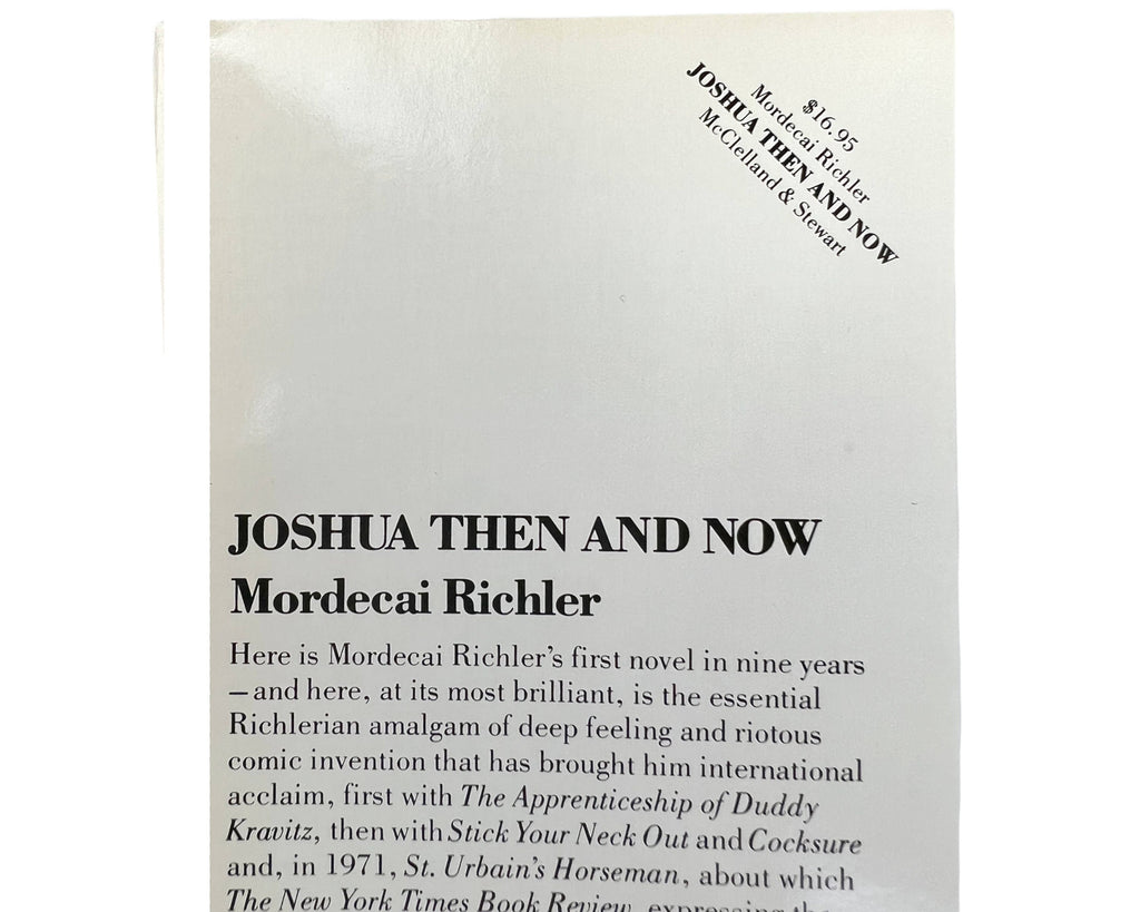 Joshua Then And Now Book Mordecai Richler Signed 1st Edition w Dust Jacket Fine - Poppy's Vintage Clothing