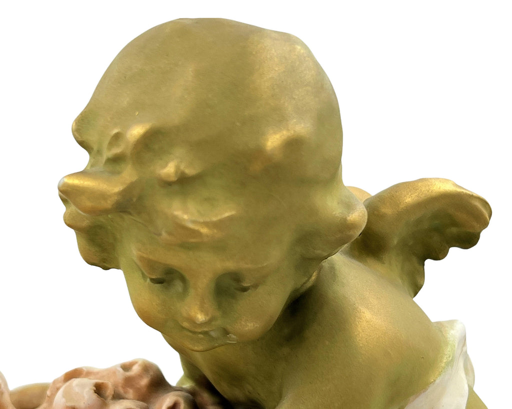 Antique Imperial Amphora Vase with Cupids Reissner Works Turn Teplitz Austria 12.38 - Poppy's Vintage Clothing